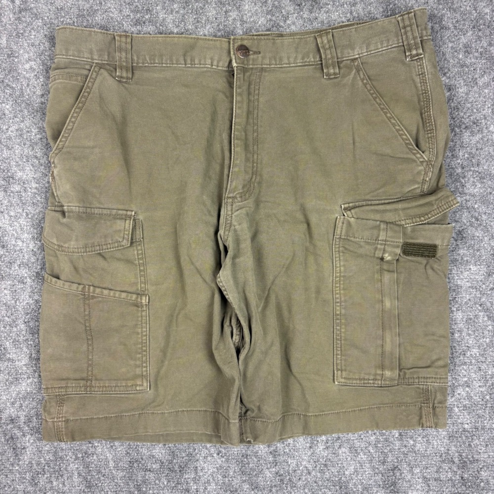 Carhartt Mens 38 Relaxed Fit Cargo Shorts Olive Green Canvas Work 103542 217